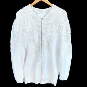 Vintage Nina Austin Cardigan Sweater Womens Large Ornate Wool Blend Sequin Pearl